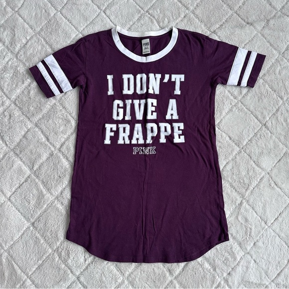 Victoria's Secret PINK | "I Don't Give A Frappe" Sleep Shirt | Size Extra Small - Picture 2 of 10